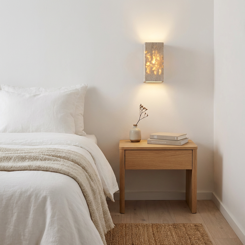 Contemporary Travertine Stone Rectangular Wall Light LED 1-Light