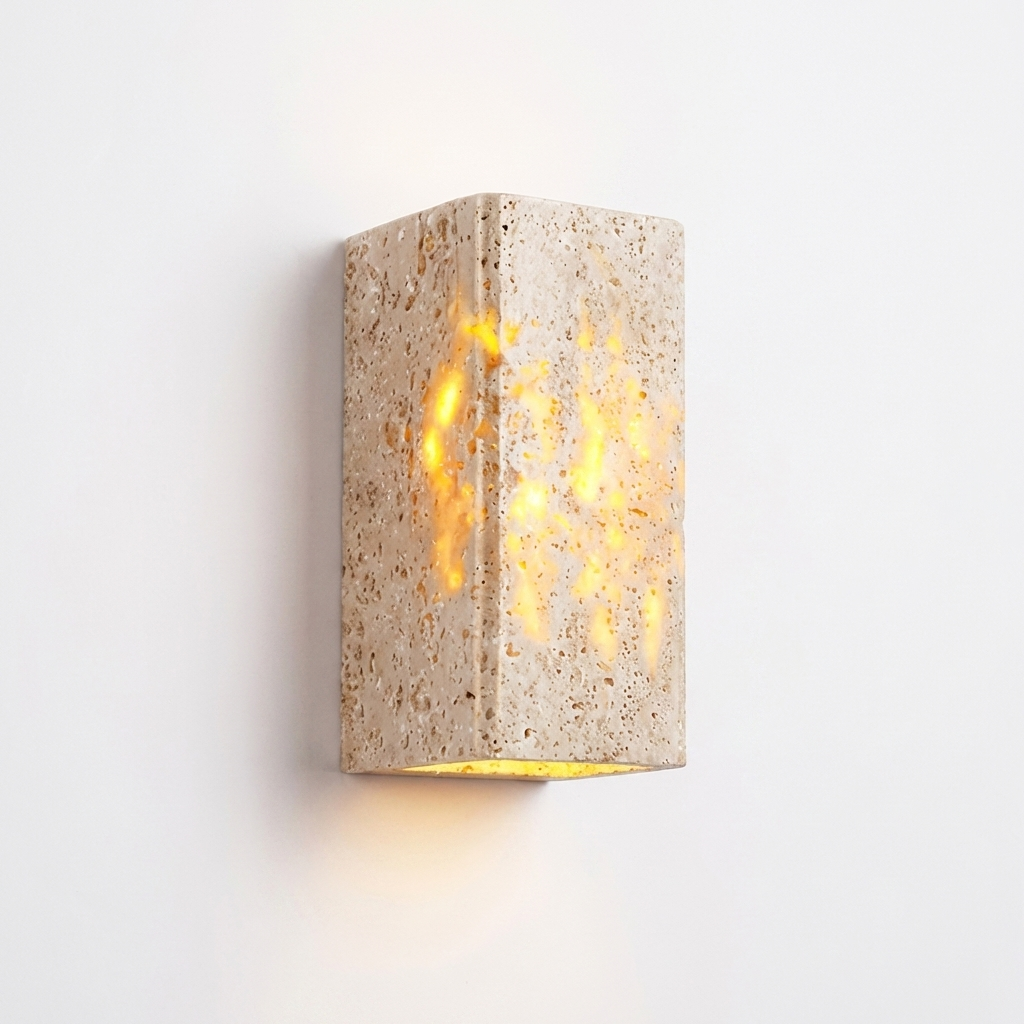 Contemporary Travertine Stone Rectangular Wall Light LED 1-Light