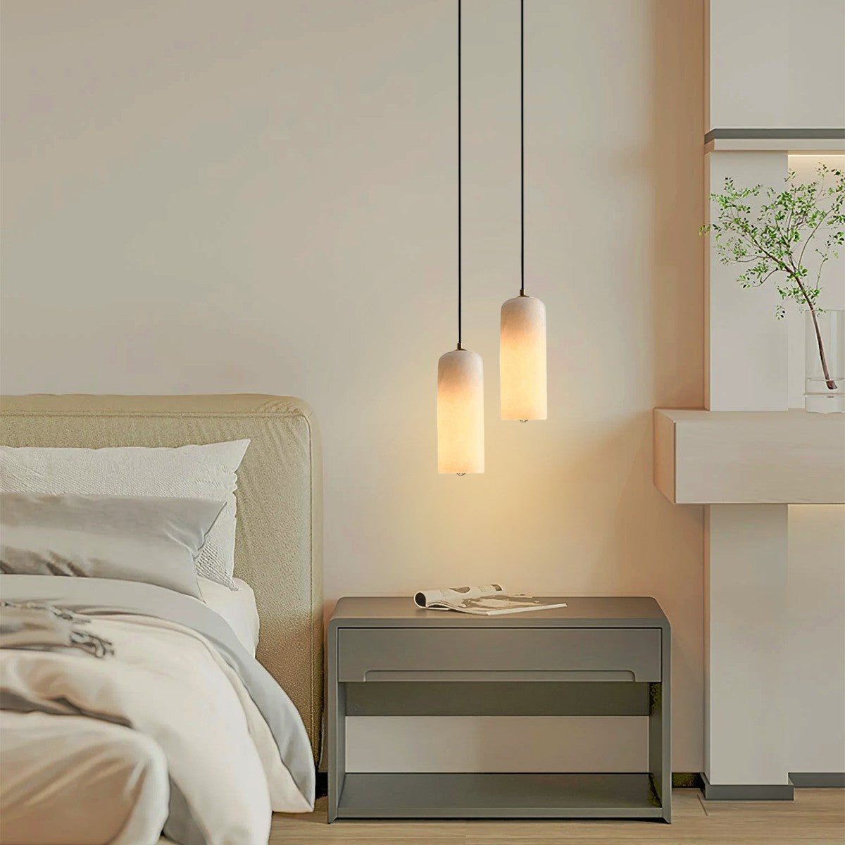Contemporary Alabaster Single-Drop Design Pendant Light 1-Light