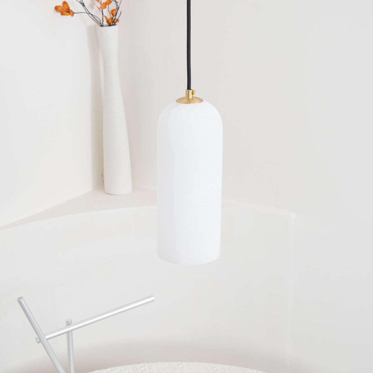 Contemporary Alabaster Single-Drop Design Pendant Light 1-Light