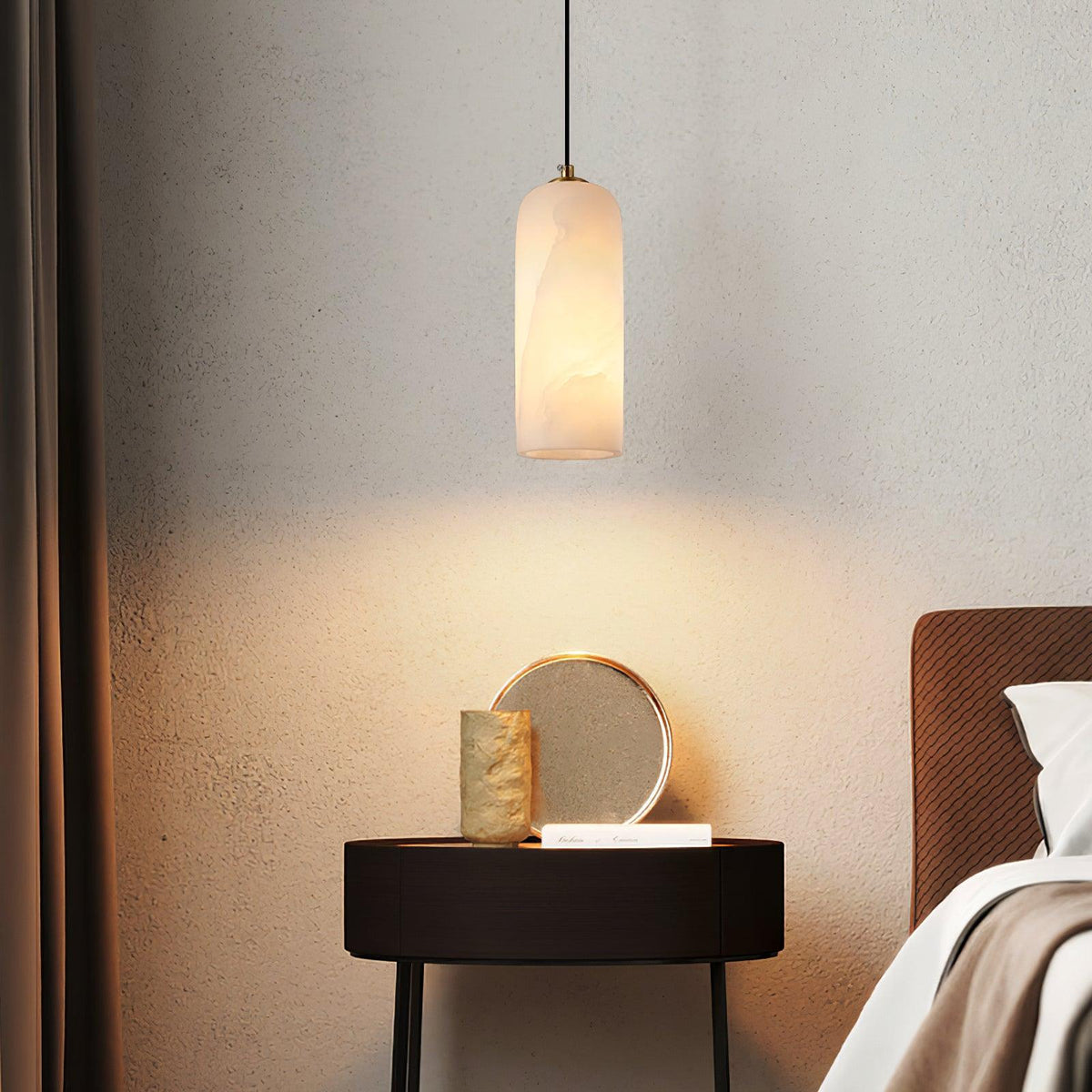 Contemporary Alabaster Single-Drop Design Pendant Light 1-Light
