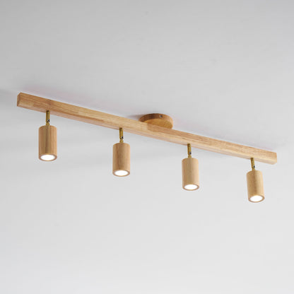 Japanese Wooden Adjustable LED Spotlight 1-Light