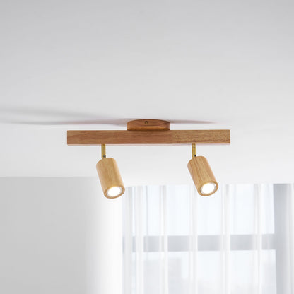 Japanese Wooden Adjustable LED Spotlight 1-Light