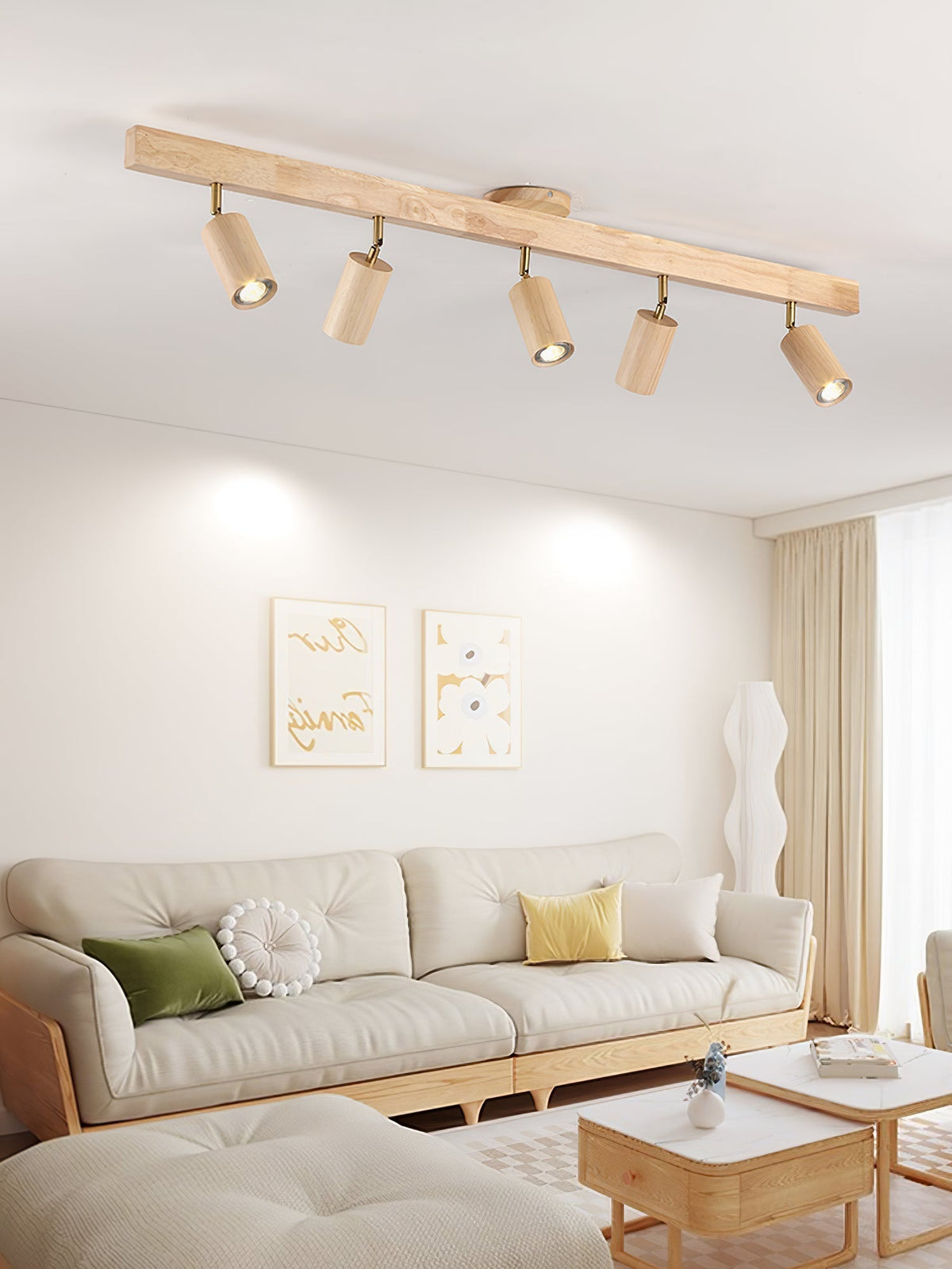 Japanese Wooden Adjustable LED Spotlight 1-Light
