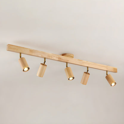 Japanese Wooden Adjustable LED Spotlight 1-Light