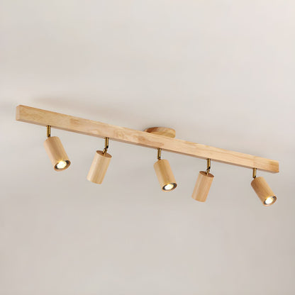 Japanese Wooden Adjustable LED Spotlight 1-Light