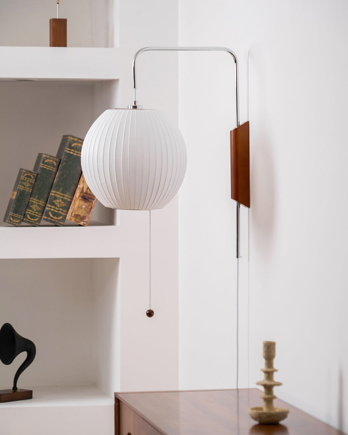 Contemporary Polymer Pull Chain Wall Light 1-Light
