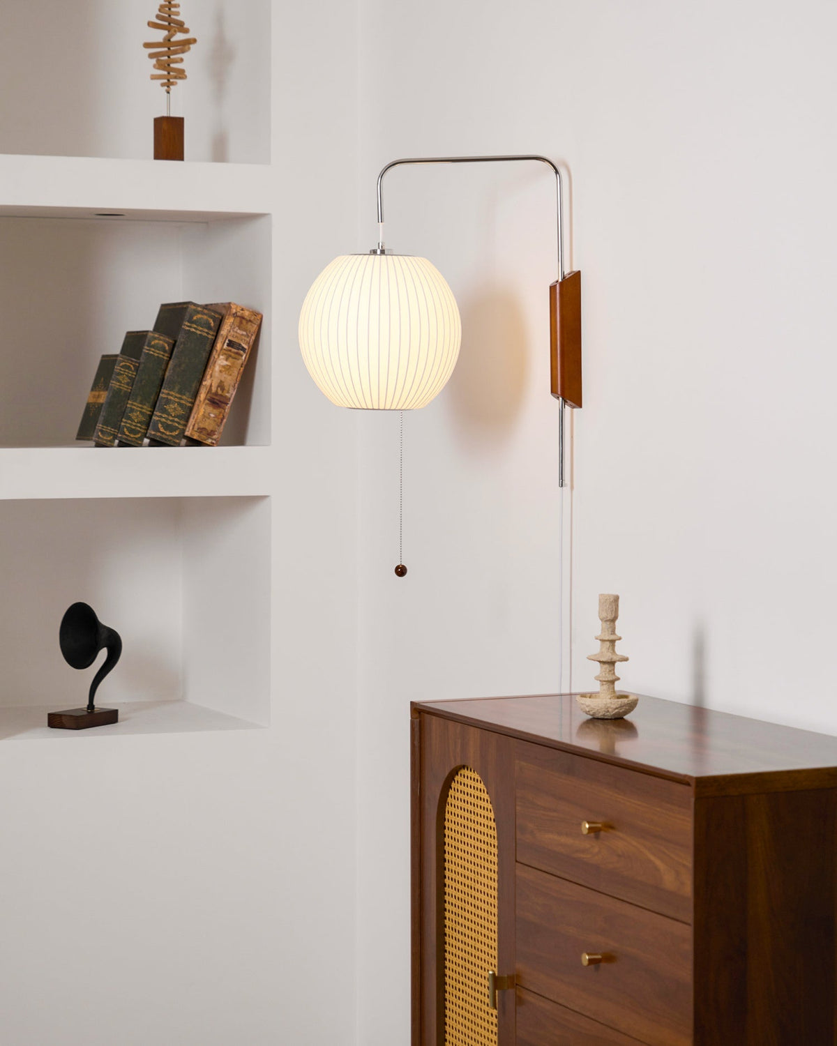 Contemporary Polymer Pull Chain Wall Light 1-Light