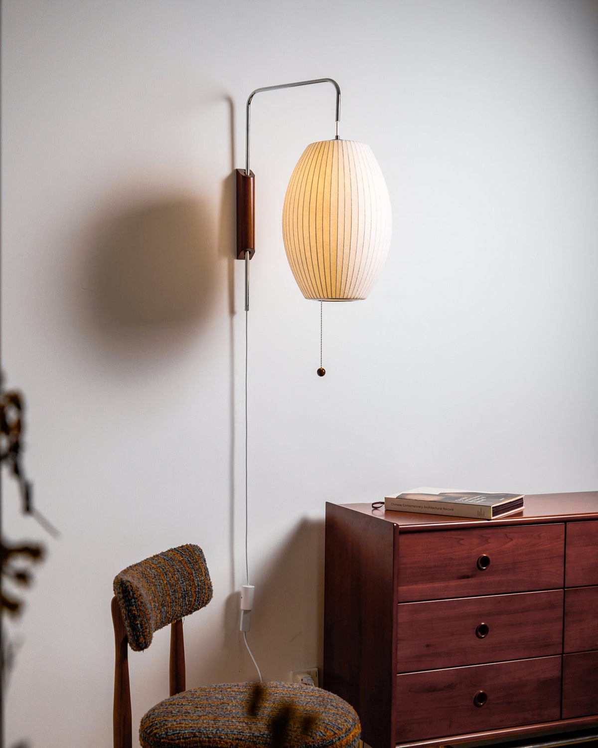 Contemporary Polymer Pull Chain Wall Light 1-Light