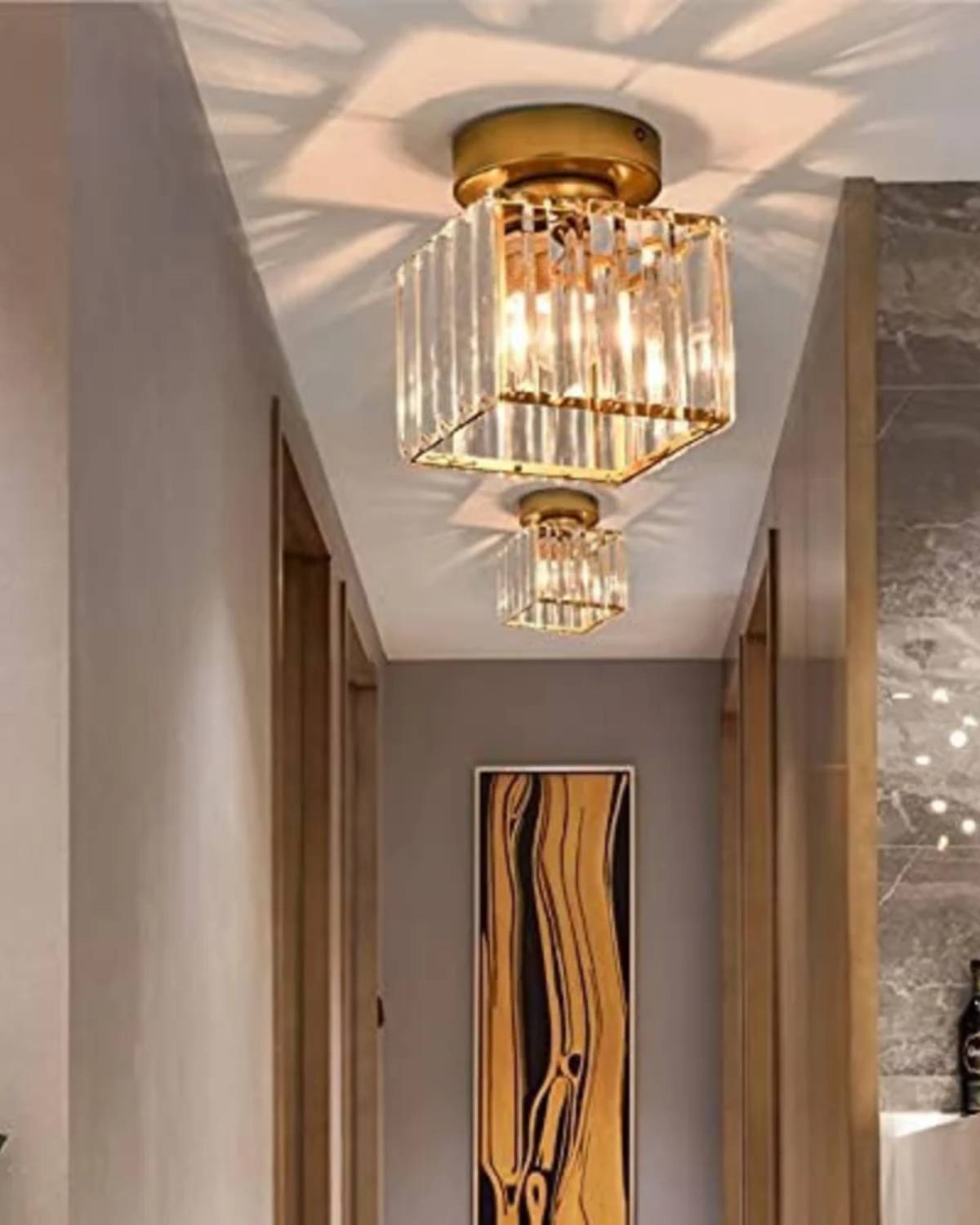 Contemporary Glass Square Ceiling Light 1-Light