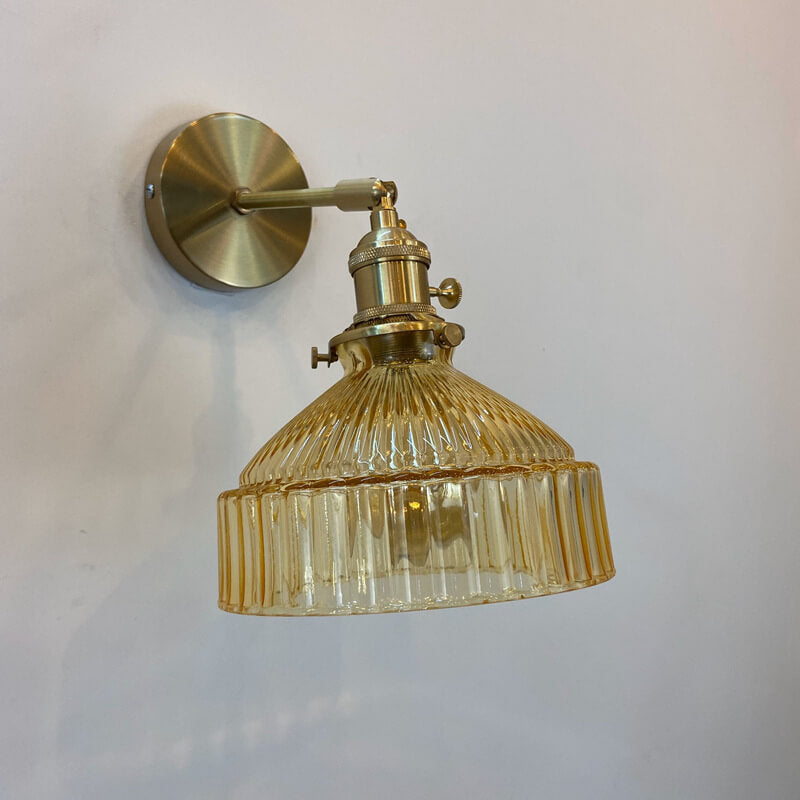 Scandinavian Brass Glass Dome Wall Sconce Lamp 1-Light
