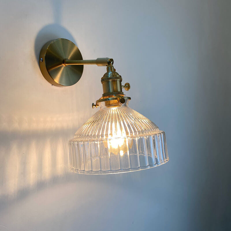Scandinavian Brass Glass Dome Wall Sconce Lamp 1-Light