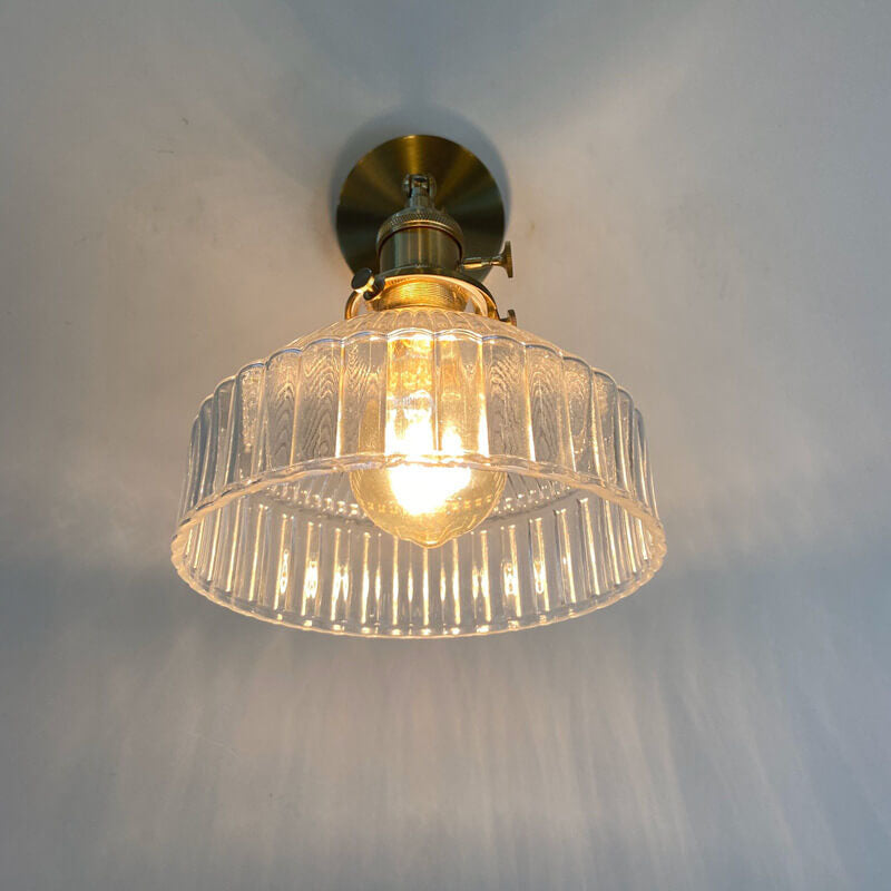Scandinavian Brass Glass Dome Wall Sconce Lamp 1-Light