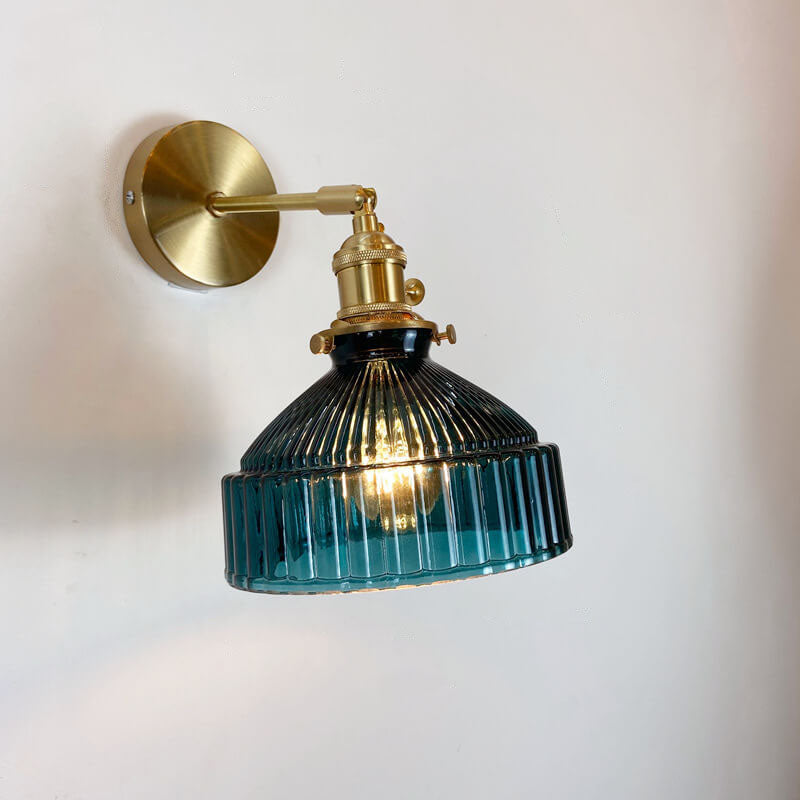 Scandinavian Brass Glass Dome Wall Sconce Lamp 1-Light