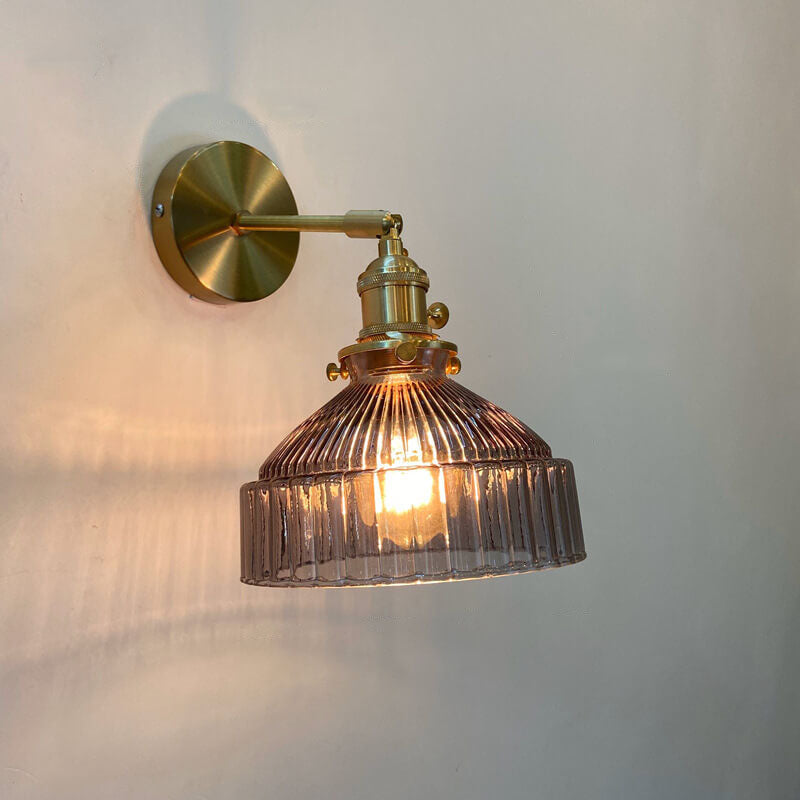 Scandinavian Brass Glass Dome Wall Sconce Lamp 1-Light