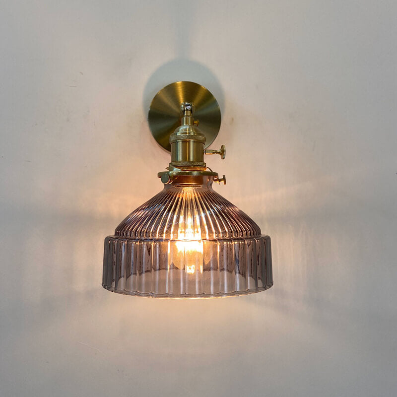 Scandinavian Brass Glass Dome Wall Sconce Lamp 1-Light