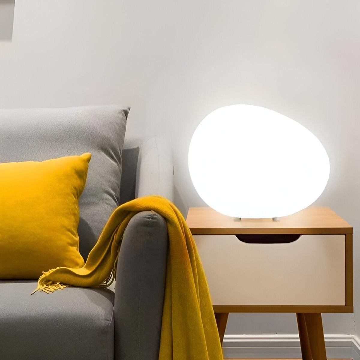 Scandinavian Stone-Shaped LED Table Lamp 1-Light