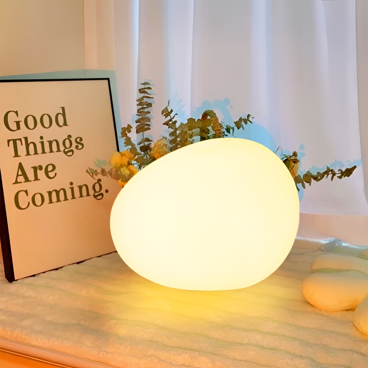 Scandinavian Stone-Shaped LED Table Lamp 1-Light