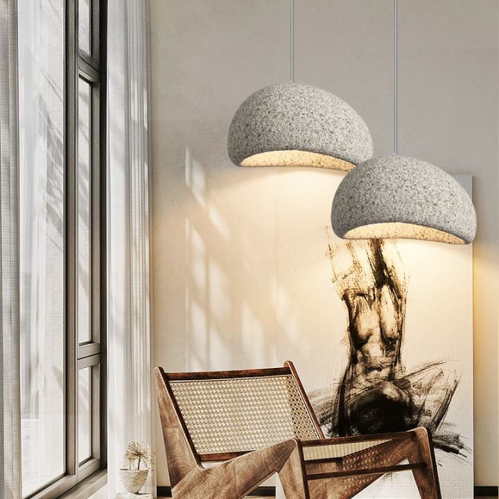 Wabi-Sabi Polystyrene Spherical Dome Pendant Light 1-Light