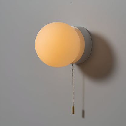 Scandinavian Minimalist Glass Globe Wall Sconce LED 1-Light with Pull Cord