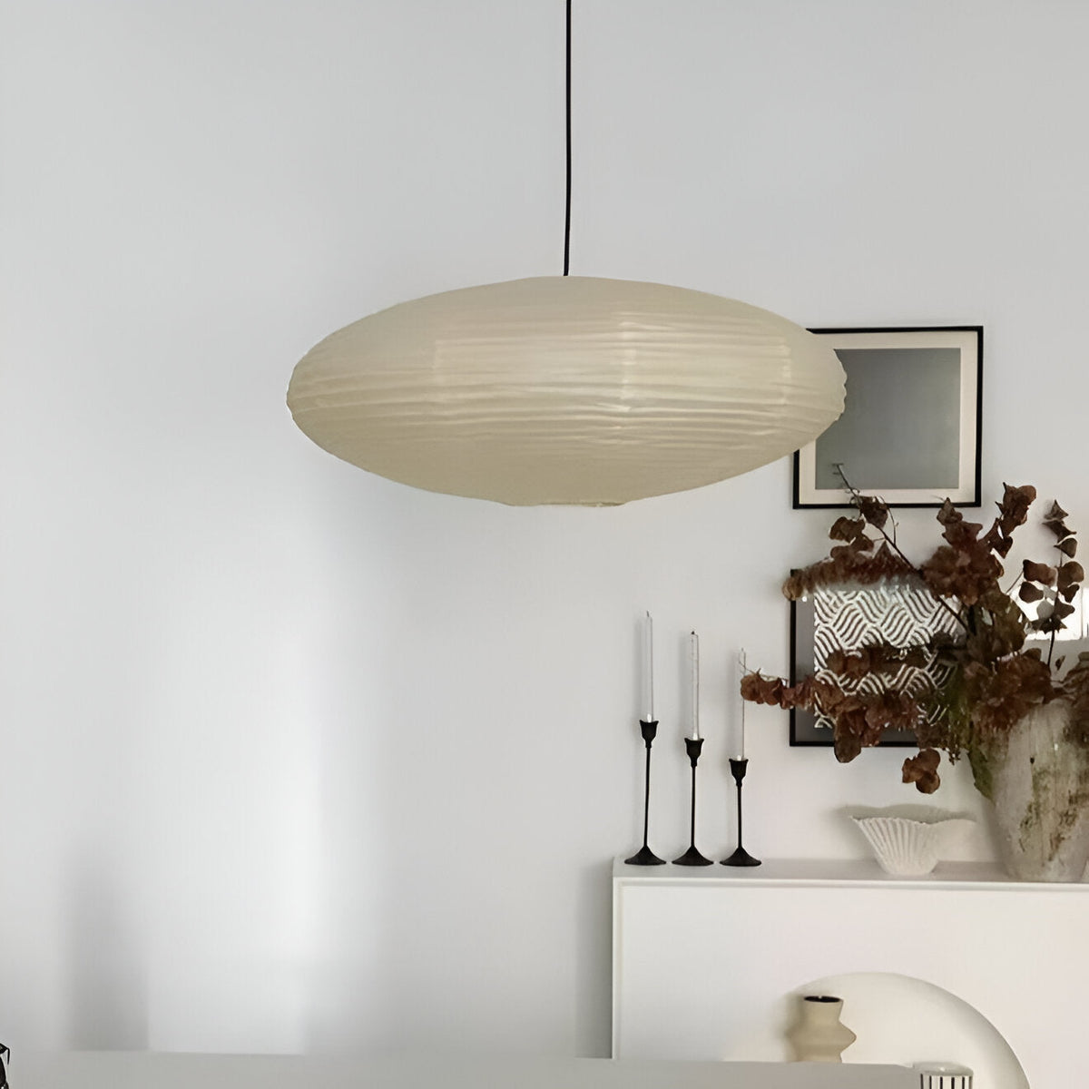 Japandi Paper Xuan Shade Pendant Light 1-Light