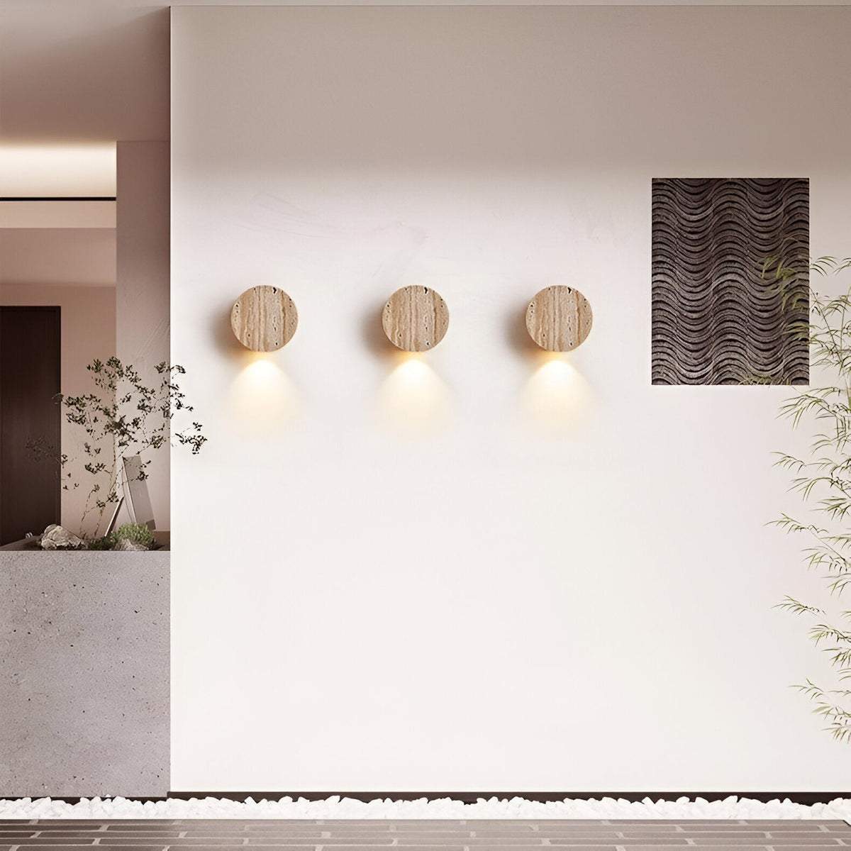 Japanese Wabi-Sabi Travertine Stone Wall Sconce LED 1-Light