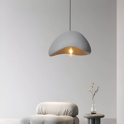 Japandi Polystyrene Textured Shade Pendant Light 1-Light