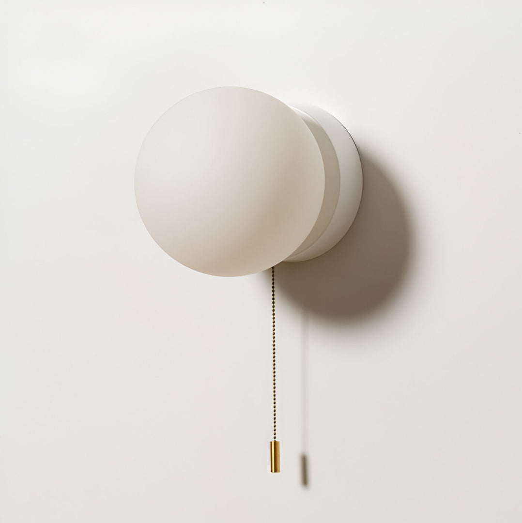 Scandinavian Minimalist Glass Globe Wall Sconce LED 1-Light with Pull Cord