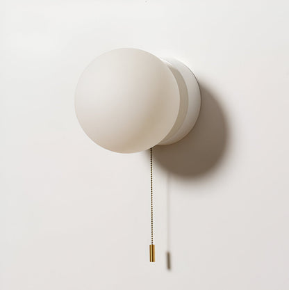 Scandinavian Minimalist Glass Globe Wall Sconce LED 1-Light with Pull Cord