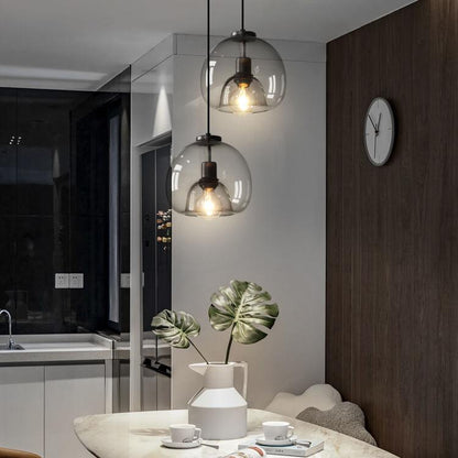 Minimalist Smoked Glass Dome Pendant Light 1-light
