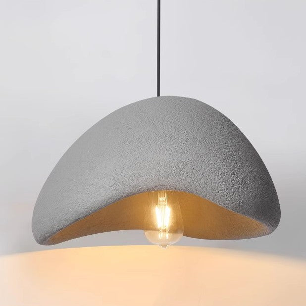 Japandi Polystyrene Textured Shade Pendant Light 1-Light