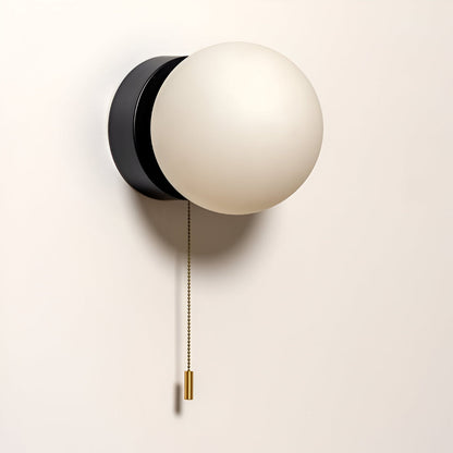 Scandinavian Minimalist Glass Globe Wall Sconce LED 1-Light with Pull Cord