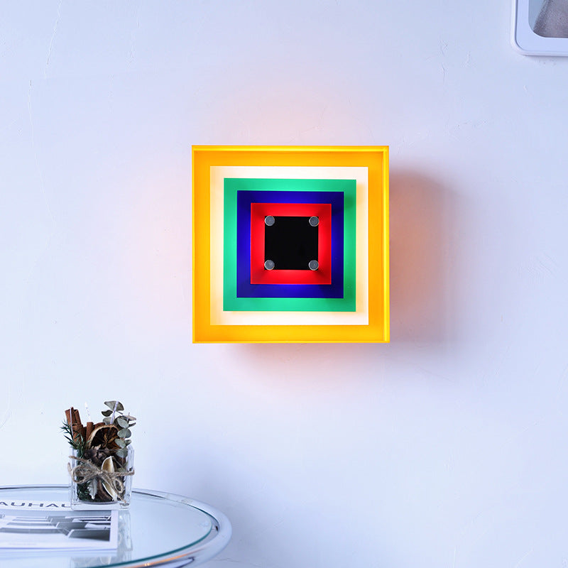 Memphis Bauhaus-Inspired Square Wall Sconce LED 1-Light