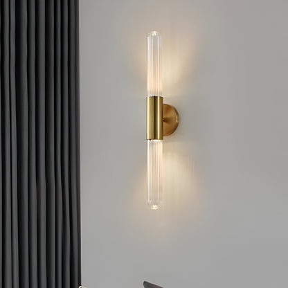 Scandinavian Water-Ripple Glass Brass Wall Sconce LED 1-Light