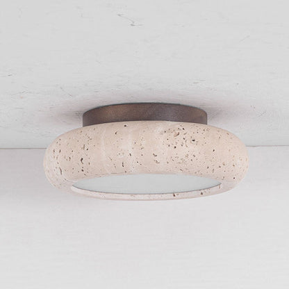 Retro Travertine Round LED Ceiling Light 1-Light