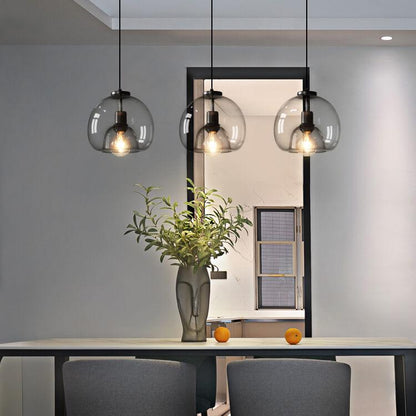 Minimalist Smoked Glass Dome Pendant Light 1-light