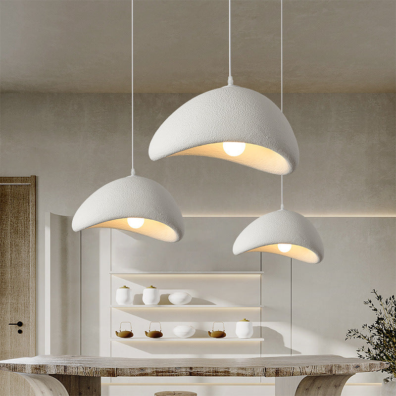 Japandi Polystyrene Textured Shade Pendant Light 1-Light