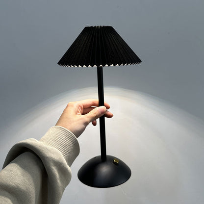 Nordic Brass Pleated Fabric Cone Table Light | 1-Light