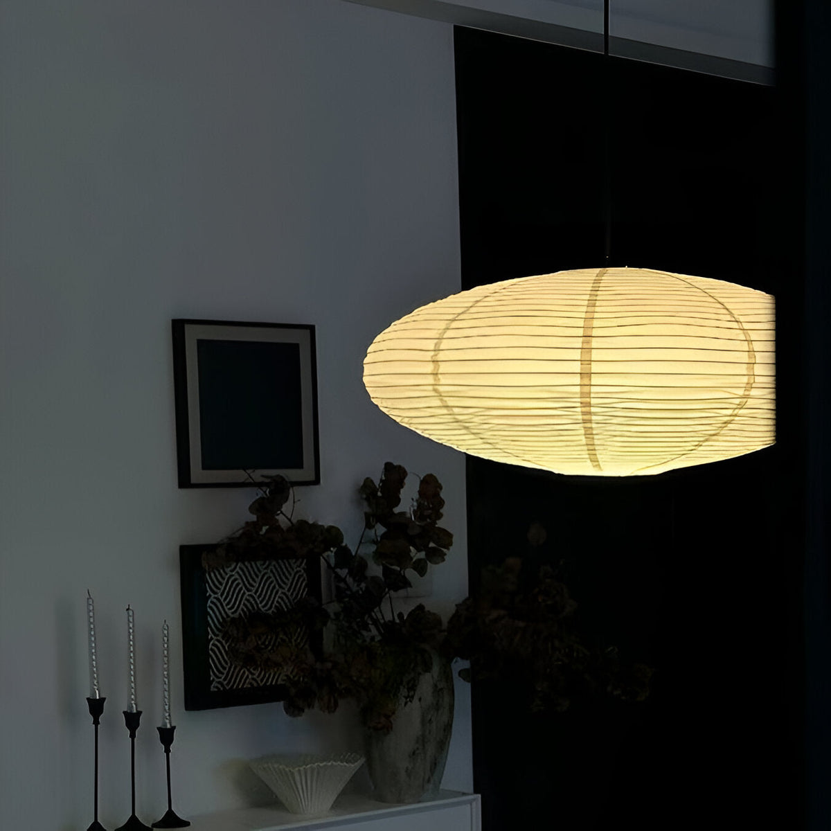 Japandi Paper Xuan Shade Pendant Light 1-Light