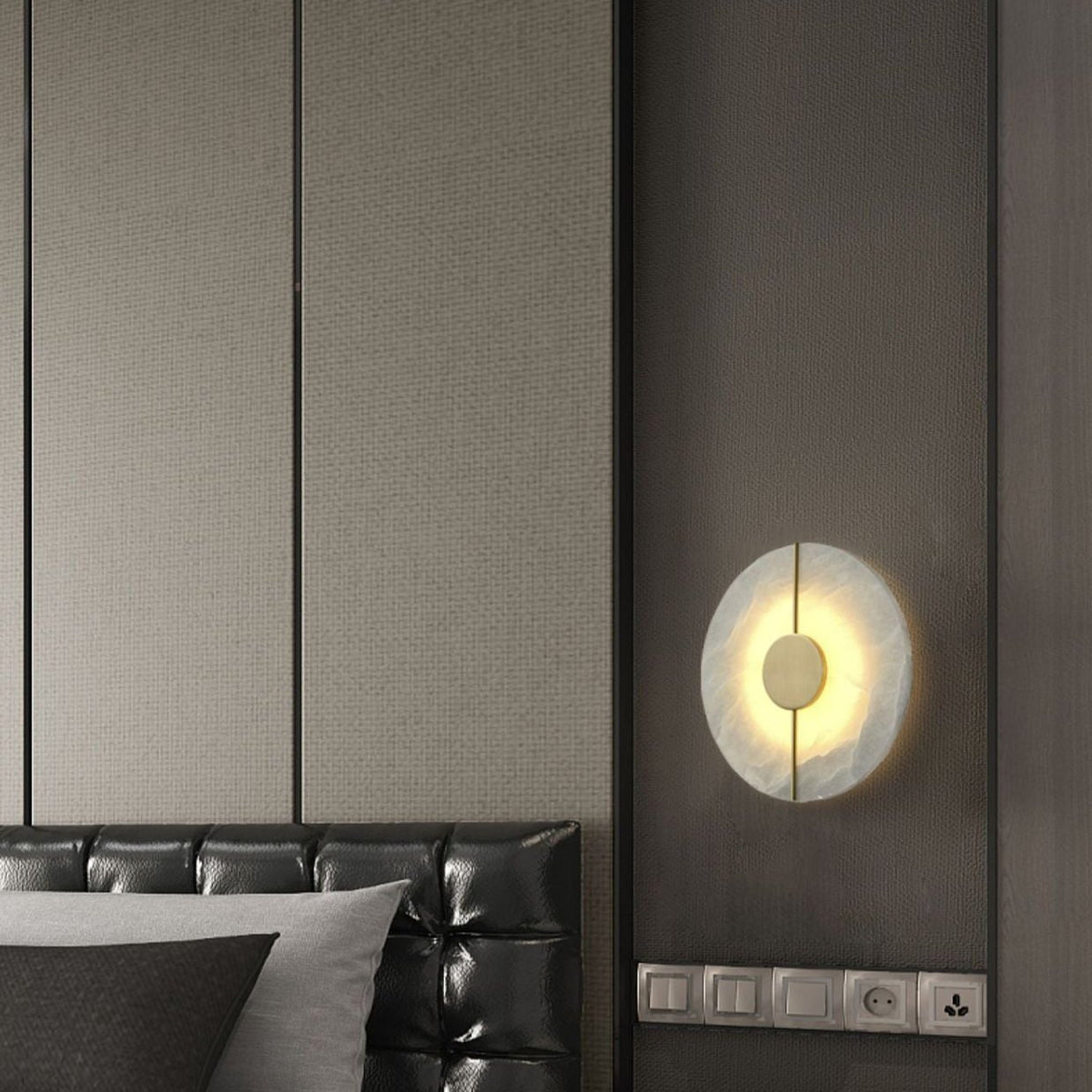 Modern Scandinavian Marble Round Wall Sconce LED 1-Light
