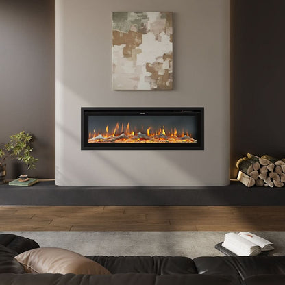 Slim Wall Mounted Electric Fireplace 40/50/60 Inch – 12 Flame Colours, Thermostat & Remote Control