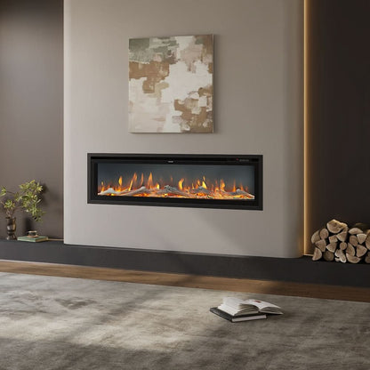 Slim Wall Mounted Electric Fireplace 40/50/60 Inch – 12 Flame Colours, Thermostat & Remote Control