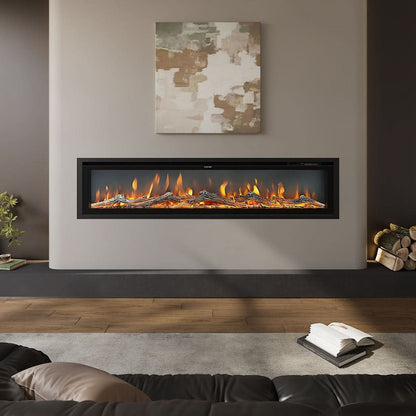 Slim Wall Mounted Electric Fireplace 40/50/60 Inch – 12 Flame Colours, Thermostat & Remote Control