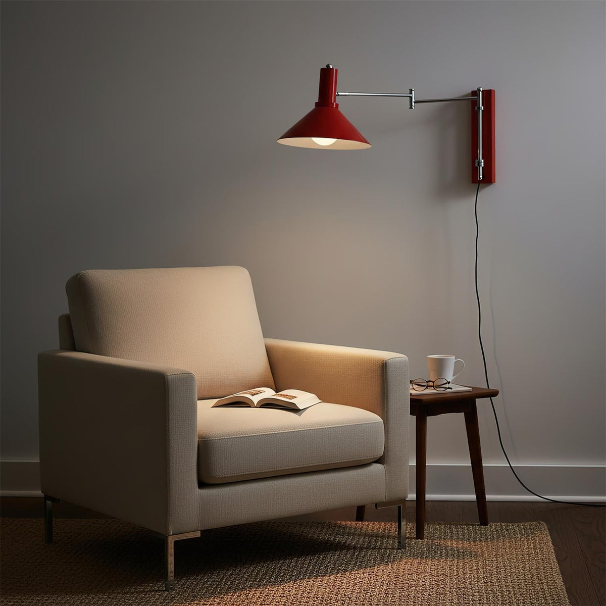 Contemporary Metal Cone Shade Wall Light 1-Light
