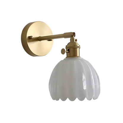 Vintage Brass Tulip Glass Wall Sconce 1-Light