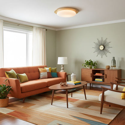 Contemporary Iron Wood-Trim Rim Ceiling Light 1-Light