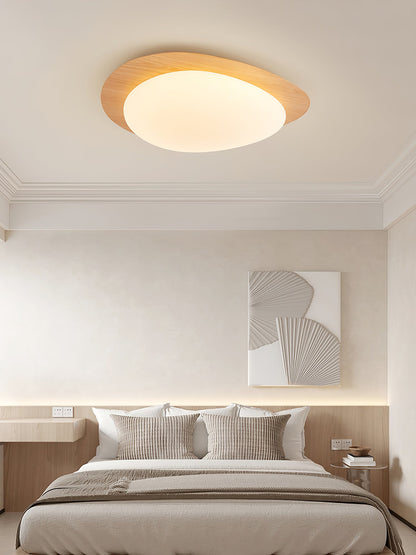 Contemporary Iron Wood-Trim Rim Ceiling Light 1-Light