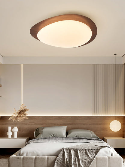 Contemporary Iron Wood-Trim Rim Ceiling Light 1-Light