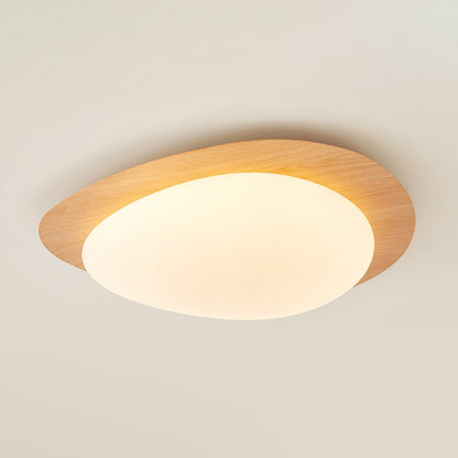 Contemporary Iron Wood-Trim Rim Ceiling Light 1-Light