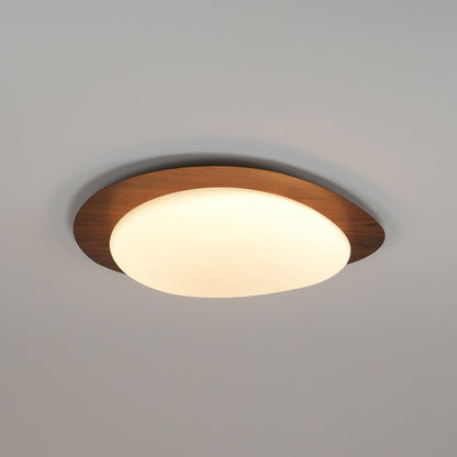 Contemporary Iron Wood-Trim Rim Ceiling Light 1-Light